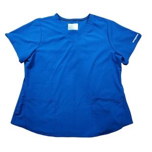 Skechers Womens Scrub Top Shirt Size 2XL Solid Blue Style SK101X Nursing Medical